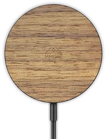 MMORE Chargeur sans fil avec matériau en bois de noyer américain - Noir