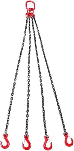 LANNADD 4 Strang Kettengehänge, 1.5m Anschlagketten 8mm Krankette 5t Kettengehänge Anschlagkette, Geeignet für Die Installation Von Stahlrohrwerken und Benzinrohrleitungen