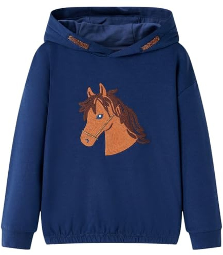 vidaXL Kinder Kapuzenpullover mit Pferd-Aufdruck Sweatshirt Hoodie Pullover Kinderpulli