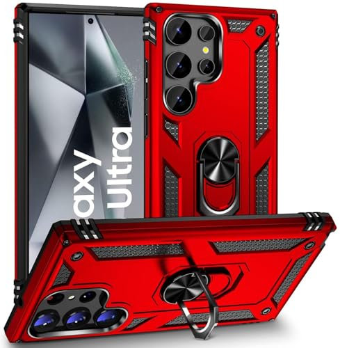 CoolGadget für Samsung Galaxy S24 Ultra Outdoor Case, Defender-Design mit stoßfestem Rundumschutz und Ringhalter, kompatibel mit Samsung Galaxy S24 Ultra (6,1 Zoll), Rot