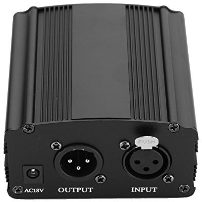 TOWEBOORY 1 Kanal 48V Phantomspeisung, Phantomspeiseadapter 1-Kanal 48V Phantom Leistungversorgung mit Netzteil Mikrofonspeisung für Kondensatormikrofon Musikaufnahmegerät(220V 50Hz (EU))