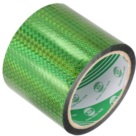 QUARKZMAN Cinta Metalizada con Patrón de Cuadros Verdes 3.2 Pulgadas x 55 Yardas Cinta Decorativa para Detalles de Pared, Artes Gráficas
