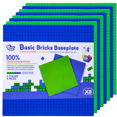 Pairez Toys Classic Baseplates Age 4+ for Building Bricks Toy, 10 x10” Base plates Multipack
