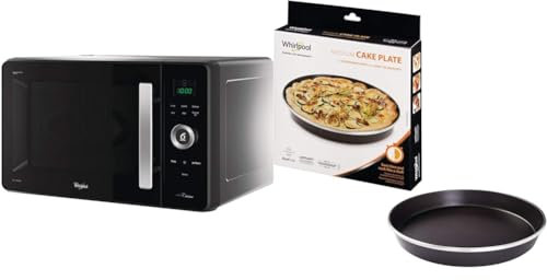 Whirlpool JQ 280 MB - Dimensioni 54,8cm x 52,5cm x 33,3cm, Forno Microonde 27 Litri Con Potenza & AVM280 Piatto Crisp a bordo alto (tortiera) per forno a microonde