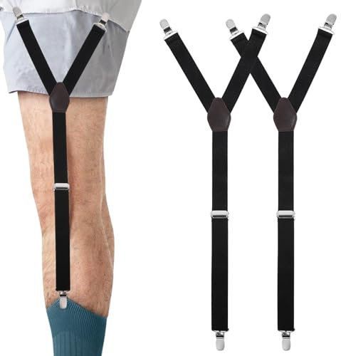 Molain Hemdhalter Herren, Verstellbarer Y-Herren-Strumpfgürtel, Rutschfester Strumpfgürtel mit rutschfesten Clips Verriegelungsklemmen um das Hemd in der Hose zu halten - 1 Paar schwarz (Y-Form)