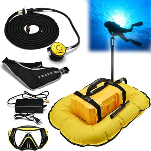 RayGenius Respirateur De PlongéE éLectrique, Bouteille De PlongéE Portable Rechargeable, PlongéE sans RéServoir, Indicateur De Niveau De Batterie Et RéGulateur De PlongéE.,D3000-Yellow