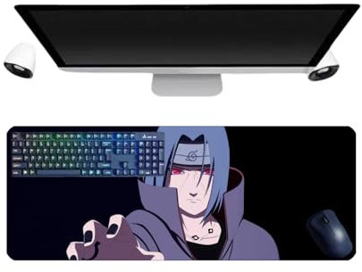 PUrar Japanese Uchiha Itachi Anime Large Multifunction Gaming Mousepad, 800 x 300 x 3 mm, Mauspad, Gaming-Tastatur, wasserdicht und Basis aus rutschfestem Gummi, strukturierte Oberfläche