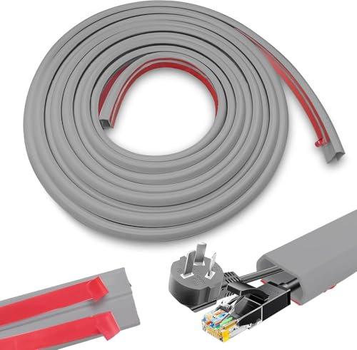 Bechoanigel Outdoor Cable Duct, 2.5 cm x 3 m, Easy to Cut, Self-Adhesive PVC Flexibility, Cable Duct, Anthracite, Outdoor for All Power Cords Home, Office, School, Warehouse (Grey)