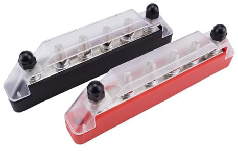 Milageto 2 pezzi Blocco di distribuzione di potenza Barra di distribuzione M6 6 vie Accessori per auto Blocco di giunzione Blocco di morsetti per