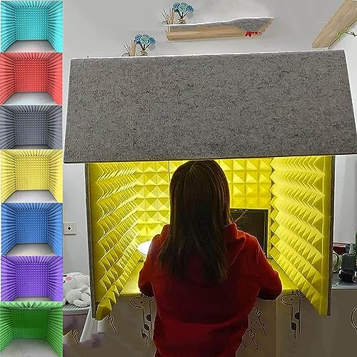 Desktop Soundproofing Enclosure, Microphone Isolation Chamber Box, Portable Recording Studio, Sound Absorption Shielding for Recording Studio, Podcast, Singing and Broadcasting (Purple 80*80*80cm)