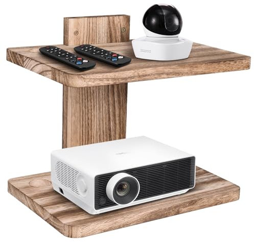 BEARUT Small Mini Projector Shelf/Projector Wall Mount Floating Shelf/Router Shelf/Modem Cable Box Shelf/Projector Rack Holder/Projector Mount by Wood TMU2