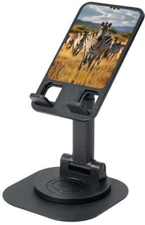 Herd Of Zebras Cell Phone Stand 360° Adjustable Desktop Phone Holder Cradle Compatible With Most Mobile Phones Black