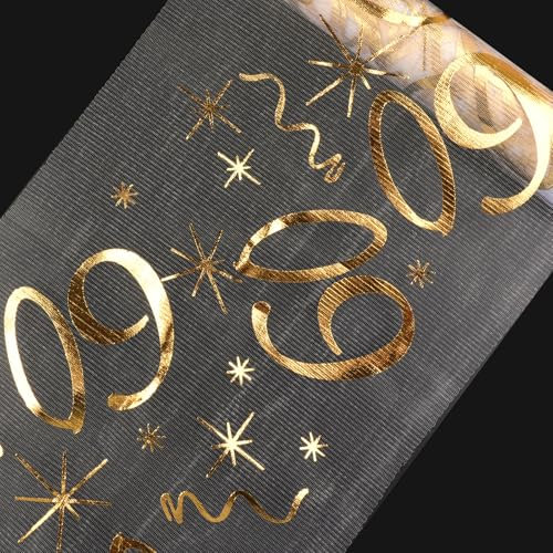 Tischläufer Geburtstag, 60 Geburtstag Deko(10m x 28cm), Tischdeko Geburtstag Tischläufer für Mann und Frau mit Schere Zuschneidbar( Gold )