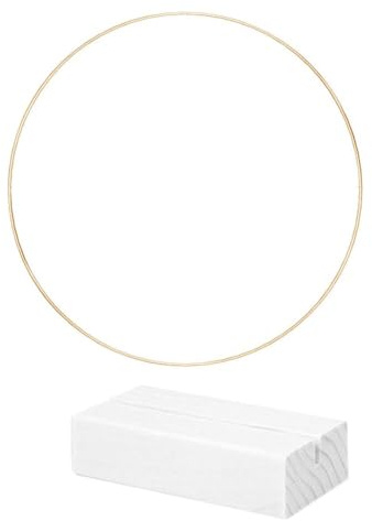 1 Stück 30CM Metallringe zum Basteln,Runden Dekoring mit Holzständern,Drahtring zum Hinstellen,Traumfänger Ring,für Wickeltechnik,DIY Floral Hoop Wandbehang Hochzeitskranz Tischdekoration,Weißgold