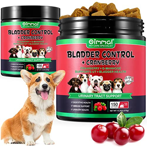 Apoyo para La Vejiga Y Los Riñones para Perros, 150 Pcs Tratamiento del Tracto Urinario Y Suplemento De Control De La Vejiga,Masticables Suaves con Arándano, Refuerzo Natural del Sistema Inmunológico