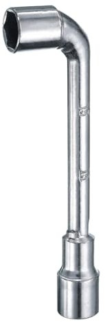 sourcing map L Shaped Angled Hex Socket Wrench 15mm 45# Steel Double Ended Metric 6 Point Tubular Socket Spanner for General Repairing, Pipeline, Bicycle Car Maintenance