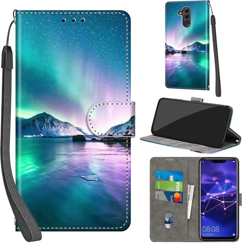 Cover per Huawei Mate 20 lite Case PU Pelle Custodia [Kickstand] [Chiusura magnetica] [Slot per Schede], Portafoglio Flip Custodia per Huawei Mate 20 lite,Aurora