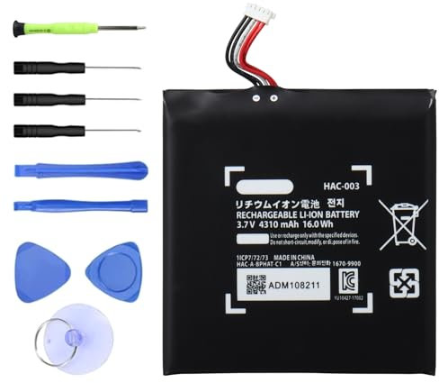 HAC-003 Batterie 4310mAh Remplacement Haute Capacité Compatible avec la Console de Jeu Nintendo Switch 2017 HAC-001 HAC-A-BPHAT-C0 HAC-S-JP/EU-C0 Batterie Interne avec kit D'outils de Réparation