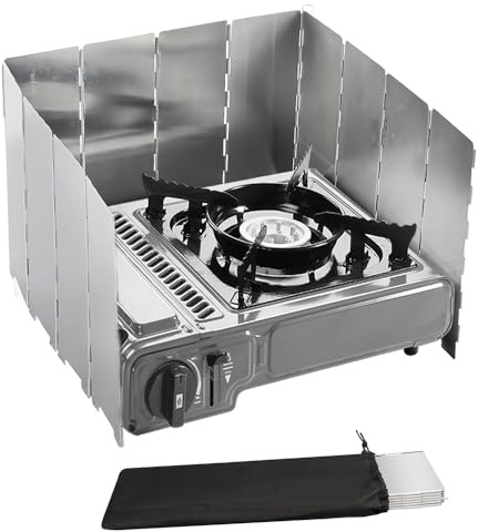 yotutun 12 Piatti Parabrezza Campeggio, Alluminio Pieghevole Parabrezza Paravento Fornello Campeggio Lega Parabrezza Fornelli All'apert Stufa Esterna Parabrezza per Barbecue, Picnic, Campeggio