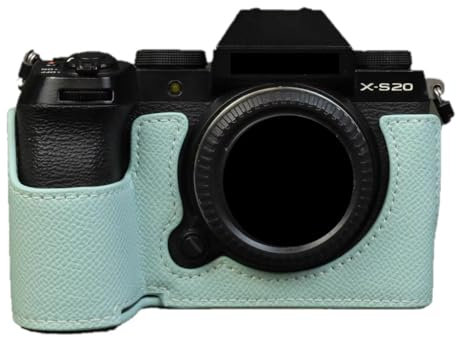 Camera Case Light Blue PU Leather Anti-Skid Protective Half Body Cover Base Case For Fujifilm X-S20 Mirrorless Camera