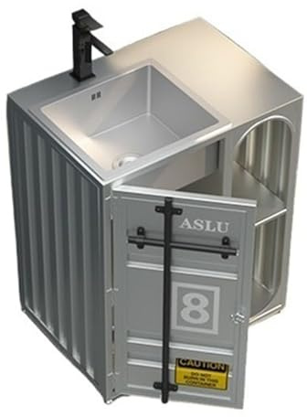 Indipendente Mobiletto indipendente per bagno con lavandino in acciaio inox, mobiletto sottotop in metallo vano portaoggetti aperto Moderno(Silver)