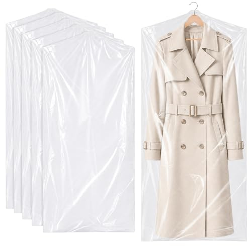 Plastic Clothes Covers, 60 * 140 cm Dry Cleaning Bags, Clear Hanging Dust Proof Garment Bags for Dress Shirt Suit Jacket, Clothing Store and Dry Cleaner Essentials F6-SLFCD