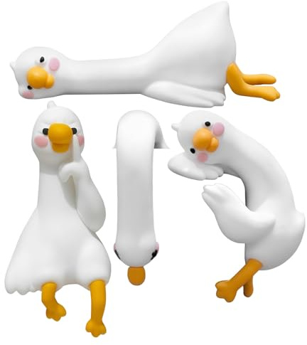 Zfyauhm Lazy Ducks Desk Ornaments 4 Pieces Cute & Adorable Duck Figurine Computer Monitor Decor Figurines Geese Computer Monitor Decor For Home Living Room Bedroom Study Room Workplace Shelf