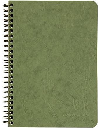Clairefontaine 785663C Spiralbuch (DIN A5, 14,8 x 21 cm, Age Bag liniert, 3 Taschen, 60 Blatt) 1 Stück grün