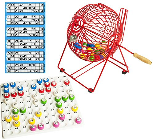 Thomas & Anca Club Supplies Ltd Bingo Cage, Check-tray & Balls 9 Bingo Metal Durable Cage with Bingo Balls and Bingo Tray comes with Free Bingo Tickets