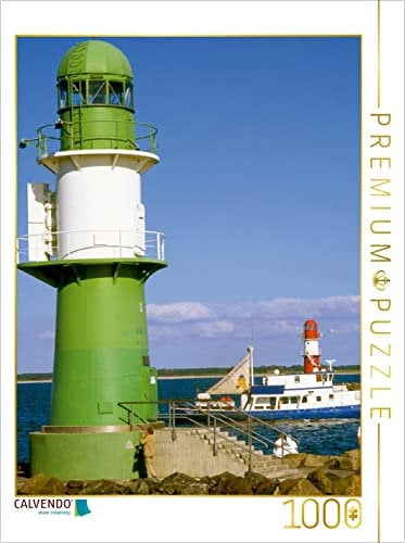 CALVENDO Puzzle Leuchtturm Warnemünde 1000 Teile Puzzle hoch | 1000 Teile Lege-Größe 48 x 64 cm Foto-Puzzle für glückliche Stunden