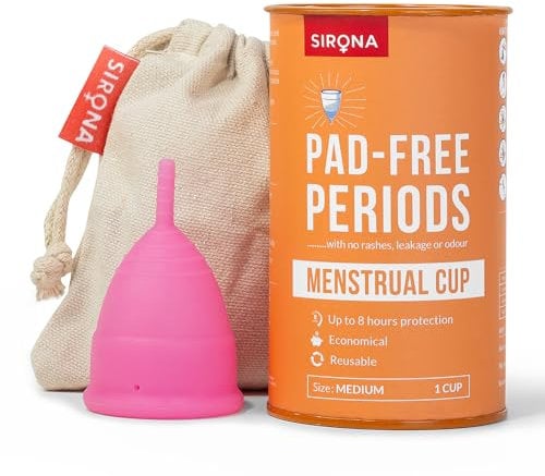 Sirona Reusable Menstrual Cup | Reusable Period Cup | Tampon and Pad Alternative | Heavy Flow (Medium)