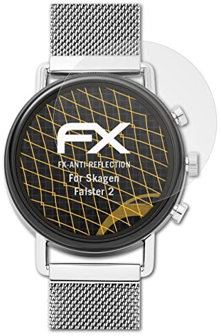 atFoliX Panzerfolie kompatibel mit Skagen Falster 2 Schutzfolie, entspiegelnde und stoßdämpfende FX Folie (3X)