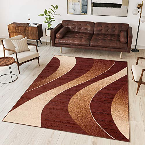 TAPISO Dream Teppich Wohnzimmer Modern Wellen Streifen Braun Beige Creme Leicht Meliert Schlafzimmer Esszimmer Gästezimmer ÖKOTEX 250 x 350 cm