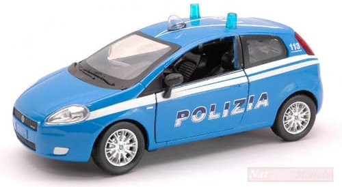 MODELLINO IN SCALA COMPATIBILE CON FIAT GRANDE PUNTO POLIZIA 1:24 NEW RAY NY71113