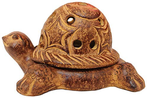 Rotfuchs Dekofigur Tierfigur Tonfigur Balkon Dekoration Gartenfigur Schildkröte 28 cm aus Ton Handarbeit