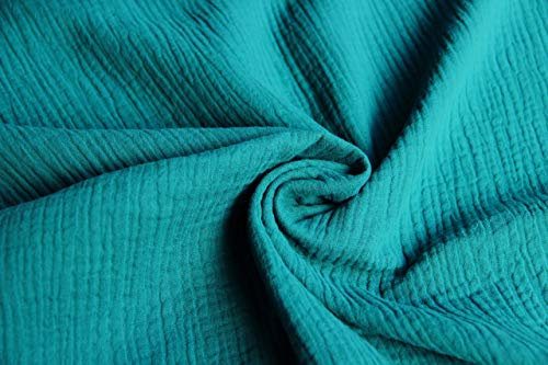 Baumwolle Musselin/Double Gauze Sabbertuch/Spucktuch Uni divers. Farben - 0,5 Meter - 130 cm Breit (024 Petrol)