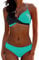 CheChury Damen Bademode Push Up Bikini Set Zweiteilige Badeanzug Strandkleidung Crossover Neckholder Triangel Oberteil Bikinihose Sexy Halter,Grün,L