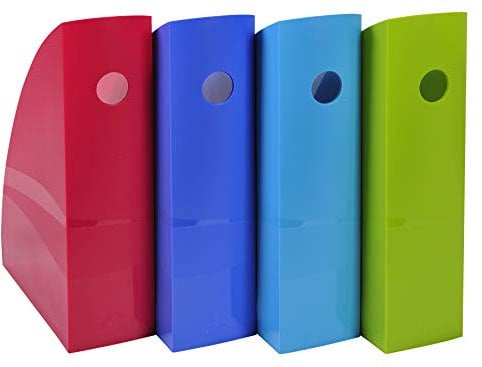 Exacompta 1821928SETD 4er Pack Stehsammler 1928 für DIN A4+ aus Kunststoff 266 x 82 x 305 mm blau ideal für die Ablage Ihre Dokumente Zeitschriftensammler