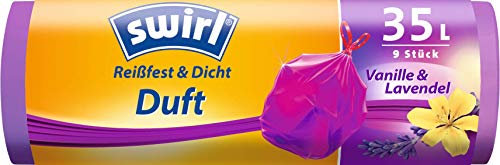 Swirl Duft-Müllbeutel Vanille-Lavendel mit Zugband, 35 Liter, 1 Rolle mit 9 Beuteln