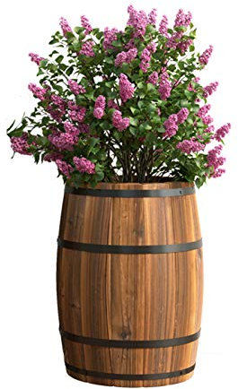 XJJUN Blumenfässer, Retro-Weinfässer Aus Karbonisiertem Holz Und Holzfässer Zum Pflanzen Von Blumentöpfen, Zur Dekoration des Innenhofs Bei Gastfamilien (Color : Wood, Size : 18x24x25cm)