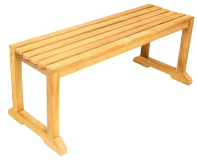 Beho Natürlich gut in Holz Gartenbank Warong ohne Rücklehne 120 x 40 cm Höhe 45 cm Teakholz Selected Kernholz unbehandelt