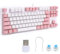 PUSOKEI Mechanical Gaming Keyboard 87 Keys Ergonomic E-Sports Keyboard Wired USB Gamer Keyboard for PC Gaming Laptop Computer(White Pink)