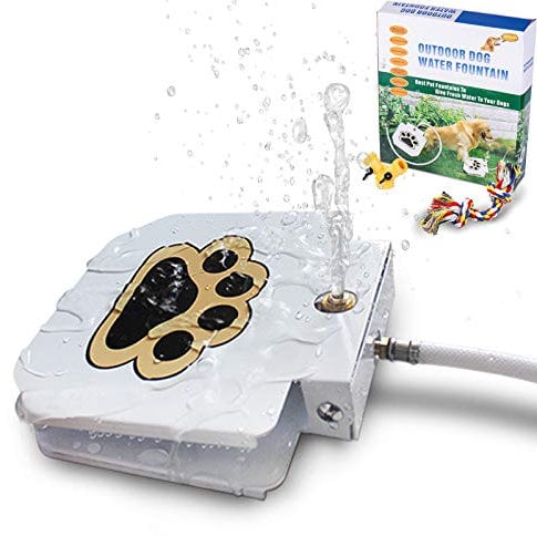 BACOENG Bebedero para Perros Grandes, Fuente Agua Perro de Fácil Activación con Juguete de Cuerda, Juego de Válvulas Mejorado en Cobre