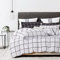 Gezu Housse de Couette 240x260cm a Carreaux Noir et Blanc Parure de Lit 2 Personnes avec 2 Taie d'oreiller 65x65cm avec Fermeture Éclair Microfibre Sets de Housse de Couette