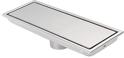 DEOKXZ Tuyau d'évacuation de douche linéaire de 30,5 cm en nickel brossé avec grille pour carreaux, couvercle caché amovible, siphon de sol rectangulaire en acier inoxydable SUS304