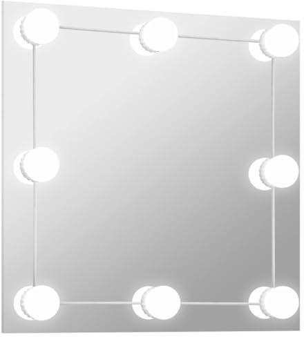 vidaXL Wandspiegel mit LED-Beleuchtung Kosmetikspiegel Spiegel Schminkspiegel Frisierspiegel Hängespiegel Dekospiegel Quadratisch Glas