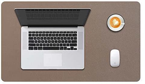Desk Pad Large, DOBAOJIA Desk Mat, Laptop Mat, Writing Pad, Desk Blotter, Extended Mouse Mat, Large Mouse Pad for Office/Home, PU Leather Waterproof +Suede Non-Slip 23.6 X 13.8 (Mud)