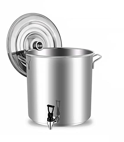 HOTTHWXX Olla Grande de 50 cm, Cubo de Acero Inoxidable Grueso 304 de Grado alimenticio (con Grifo), Tapa de Olla Vertical, Apto para Todas Las Estufas (Size : 40cm*40cm(50L))
