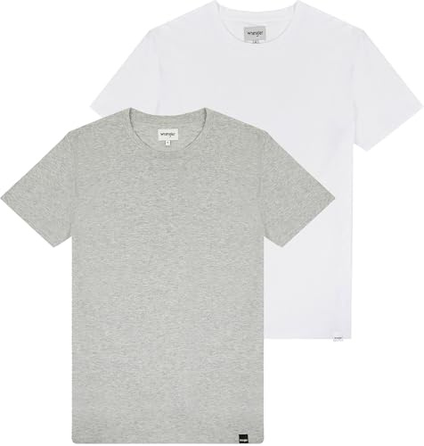 Wrangler Herren 2 Pack Tee Shirt, MID Grey Melee, M