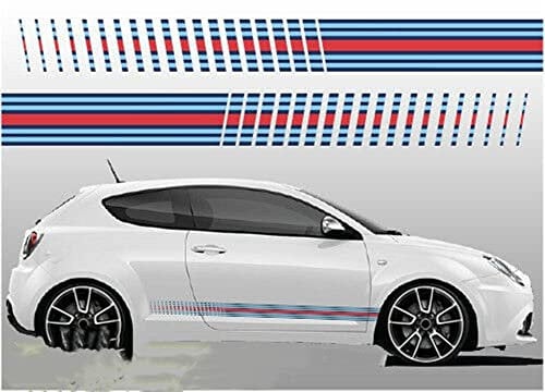 TKGGSF 2 Stück Martini Racing Stripes Vinyl Grafik Aufkleber Giulietta Mito, für Alfa Romeo